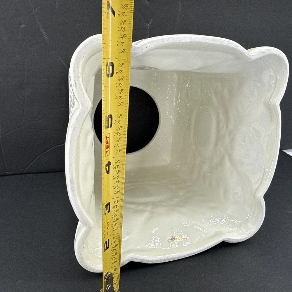 Vtg Formalities Porcelain Ceramic Tissue Box Cover Ivory Floral Cottagecore